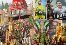 வைகை ஆற்றில் கள்ளழகர் எழுந்தருளல்: தோனி, அஜித் படங்களைக் காட்டி இளைஞர்கள் உற்சாகம்!